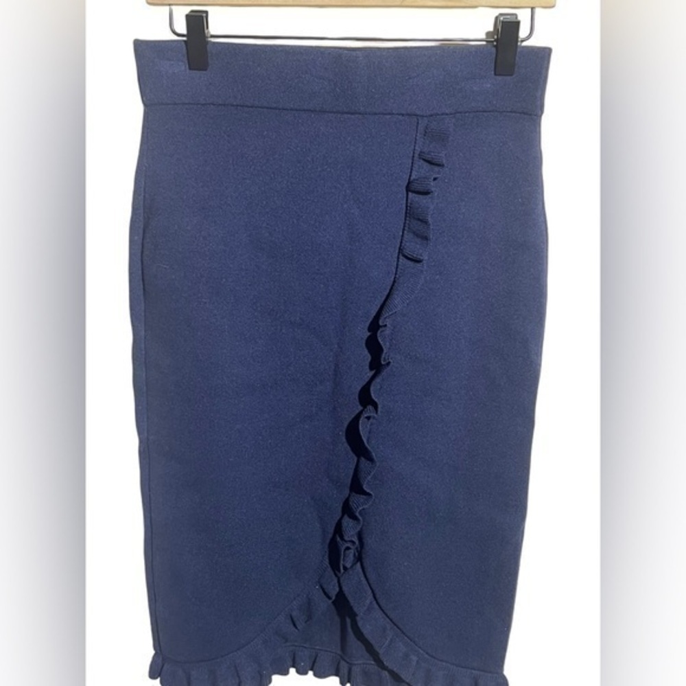 Ann Taylor women’s navy blue ruffle knit pencil skirt size small